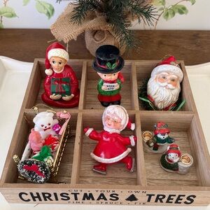 Vintage Christmas Figurines and Ornament Lot of 7